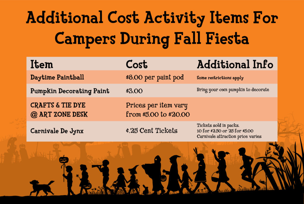 Additional Cost Items Fall Fiesta 2021