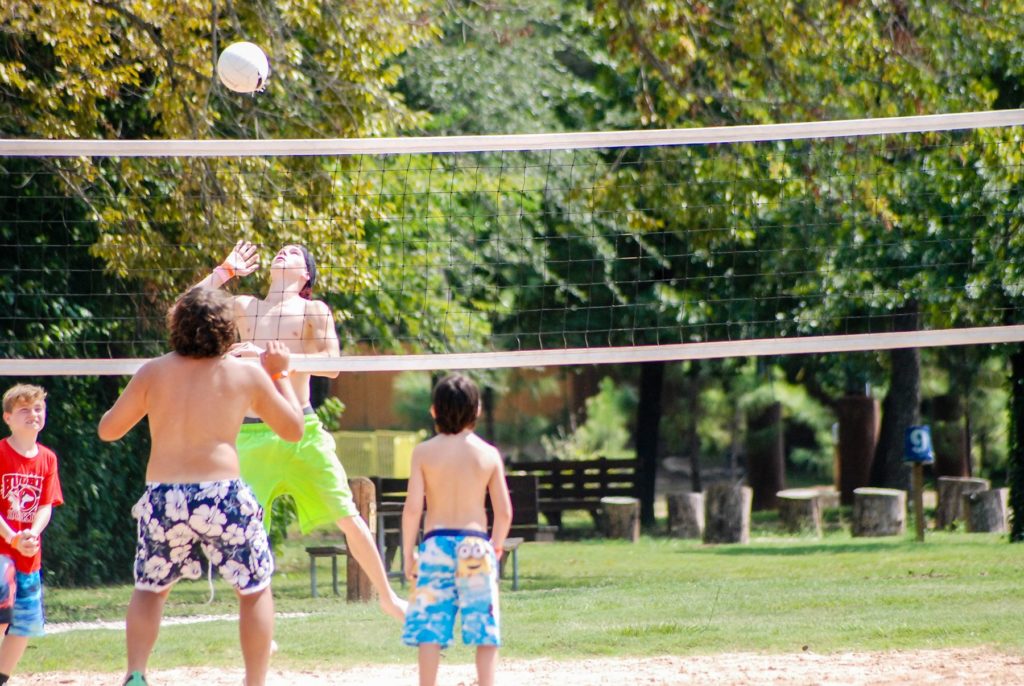 playing volleyball