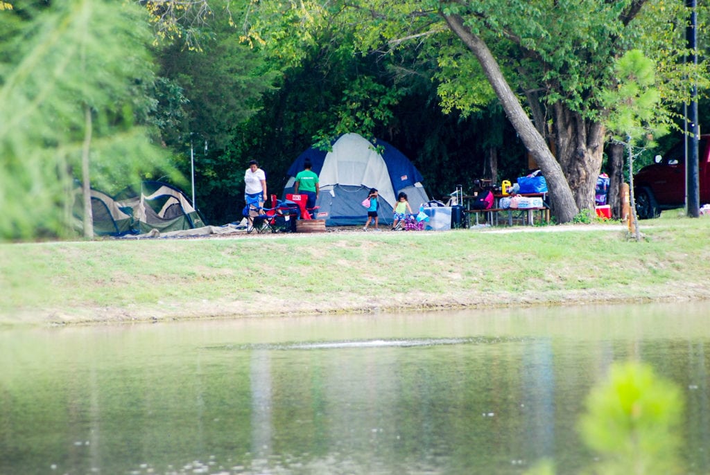 tent camping with family