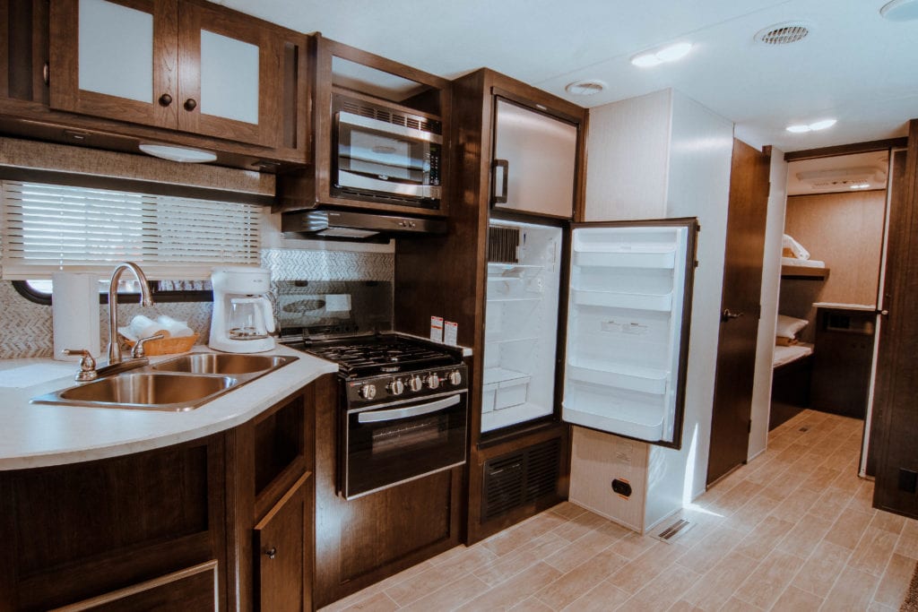 Family RV Rental Kitchen