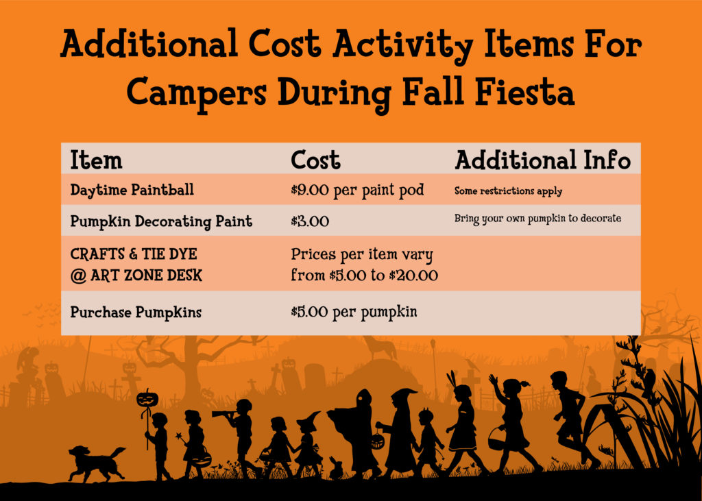 Additional Cost Fall Fiesta Items