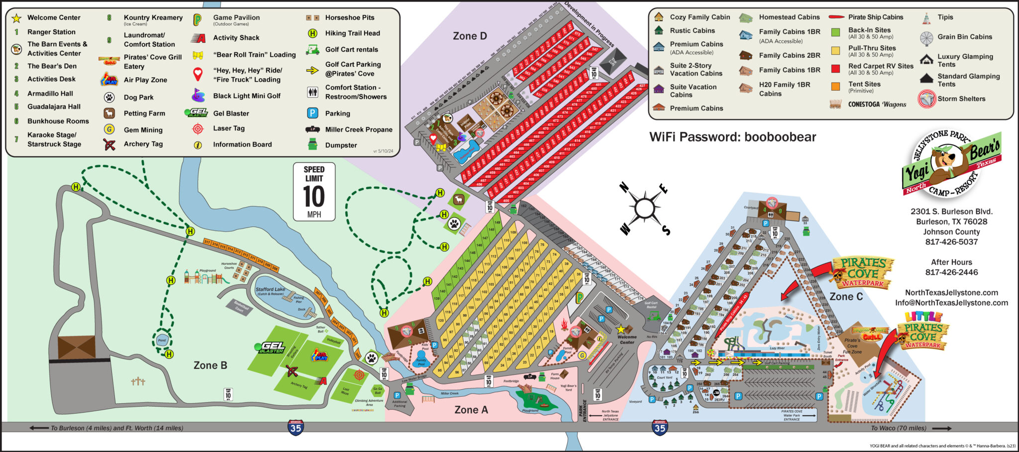 Park Map of North Texas Jellystone Park May 10, 2024