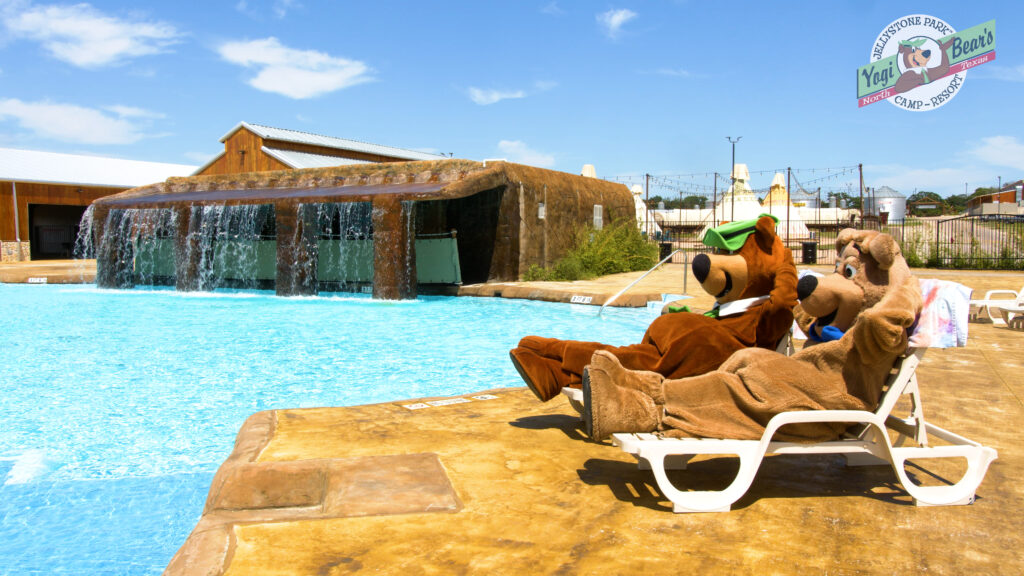 Yogi Bear & Boo Boo at the new outdoor pool